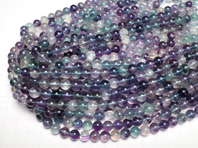 [Video] Multicolor Fluorite AA++ Round 8mm half or 1strand beads (aprx.15inch/36cm)