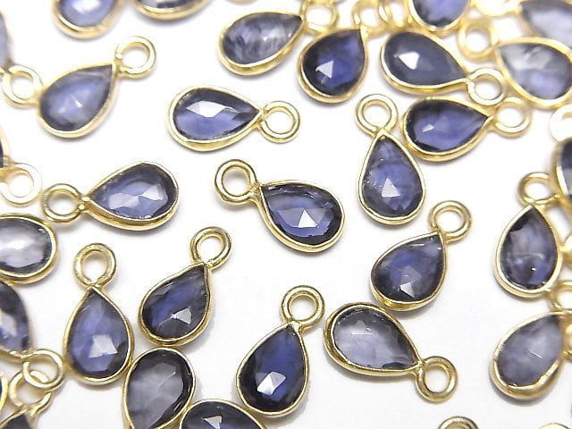 [Video]High Quality Iolite AAA- Bezel Setting Pear shape 7x5mm Rose Cut 18KGP 3pcs