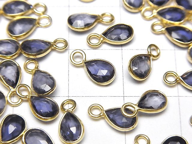 [Video]High Quality Iolite AAA- Bezel Setting Pear shape 7x5mm Rose Cut 18KGP 3pcs
