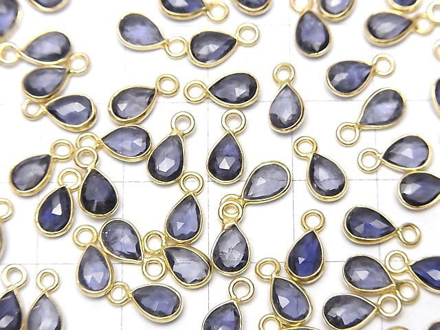 [Video]High Quality Iolite AAA- Bezel Setting Pear shape 7x5mm Rose Cut 18KGP 3pcs