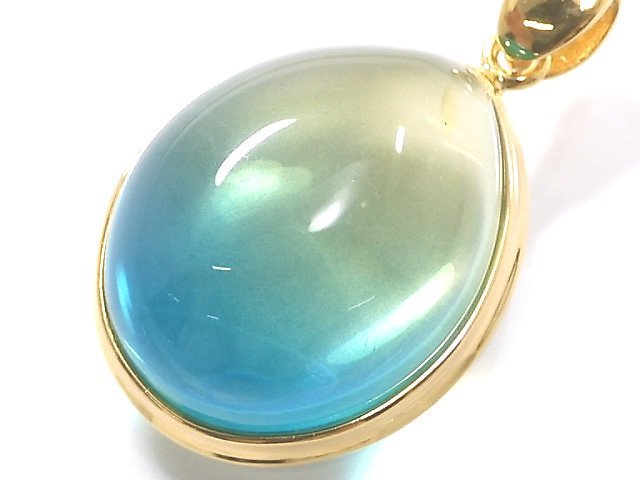 [Video][One of a kind] Blue color Amber Pendant 18KGP NO.125