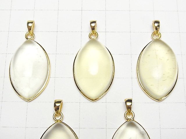 [Video]High Quality Lemon Quartz AAA Marquise Pendant 25x15mm 18KGP 1pc