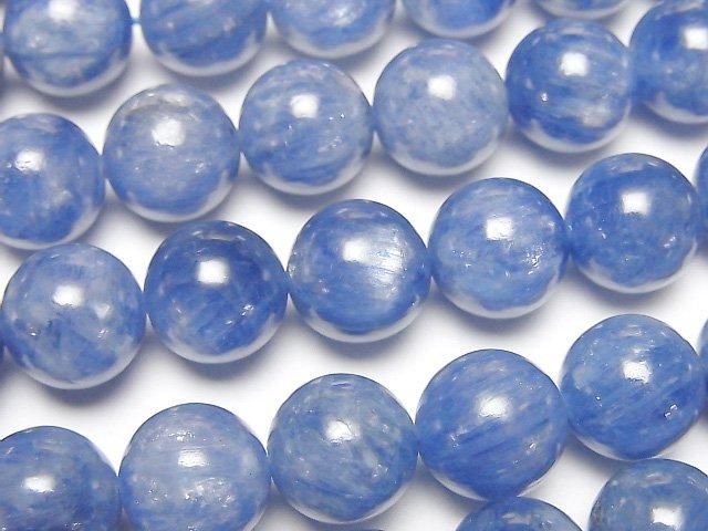 藍晶石 AA++ 圓珠 10mm 1/4 或 1 串珠 (約 15 英寸/36 公分)