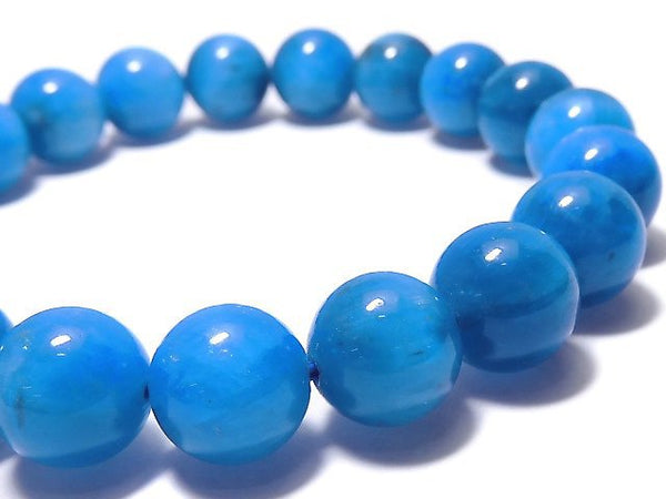 [Video][One of a kind] Blue Apatite AA++ Round 9.5mm Bracelet NO.101