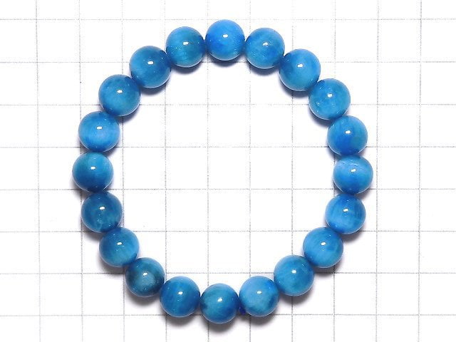 [Video][One of a kind] Blue Apatite AA++ Round 9.5mm Bracelet NO.101