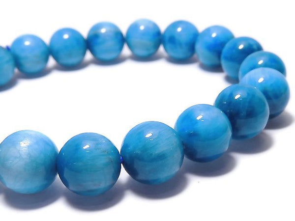 [Video][One of a kind] Blue Apatite AA++ Round 9.5mm Bracelet NO.102