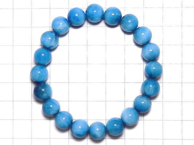 [Video][One of a kind] Blue Apatite AA++ Round 9.5mm Bracelet NO.102