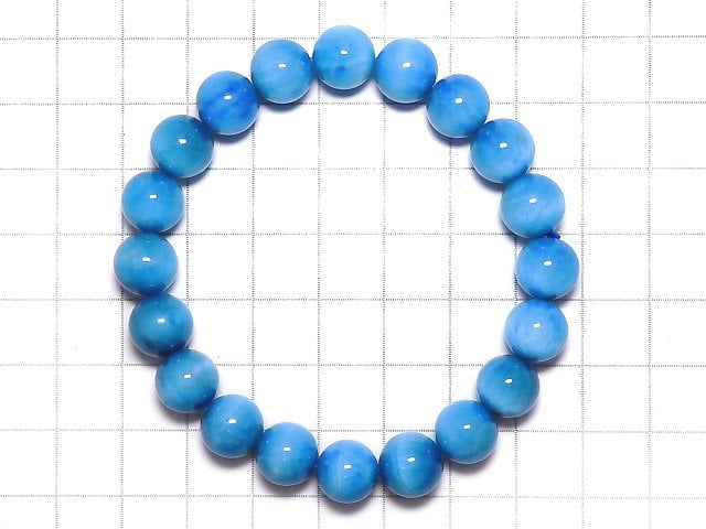 [Video][One of a kind] Blue Apatite AA++ Round 9.5mm Bracelet NO.103