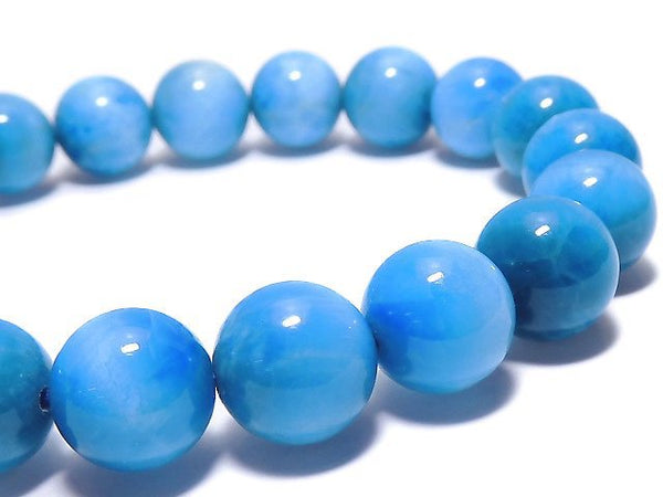 [Video][One of a kind] Blue Apatite AA++ Round 10mm Bracelet NO.105