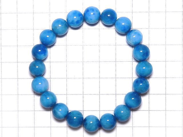 [Video][One of a kind] Blue Apatite AA++ Round 10mm Bracelet NO.106