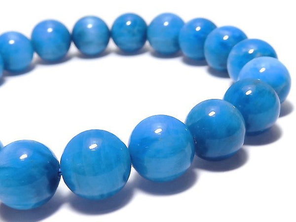 [Video][One of a kind] Blue Apatite AA++ Round 10mm Bracelet NO.107