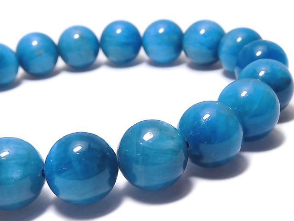 [Video][One of a kind] Blue Apatite AA++ Round 10.5mm Bracelet NO.108