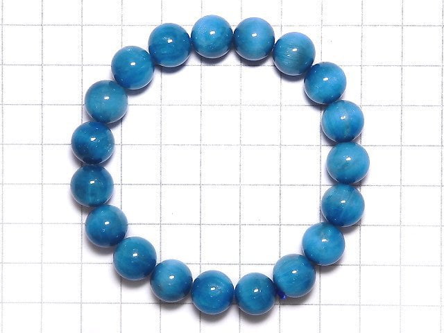 [Video][One of a kind] Blue Apatite AA++ Round 10.5mm Bracelet NO.108