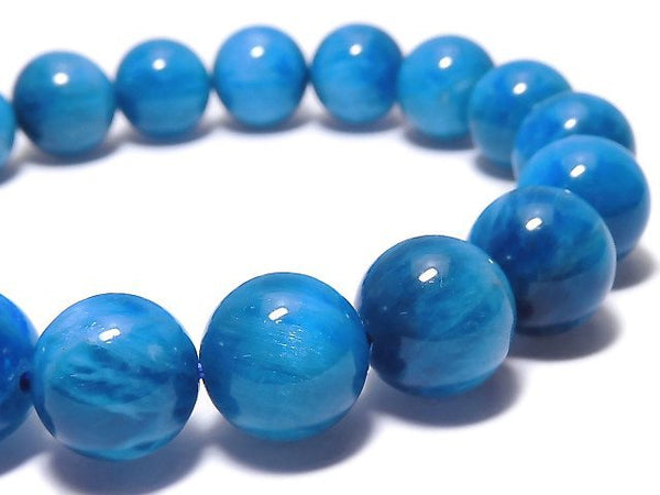[Video][One of a kind] Blue Apatite AA++ Round 11mm Bracelet NO.109