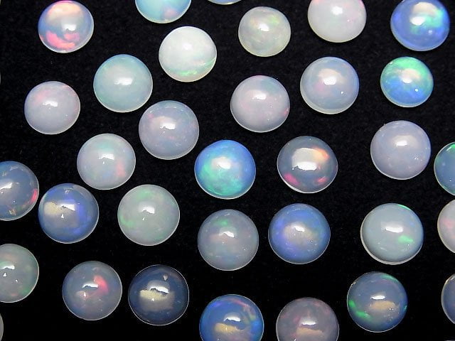 [Video]High Quality Ethiopian Opal AA++ Round Cabochon 7x7mm 5pcs