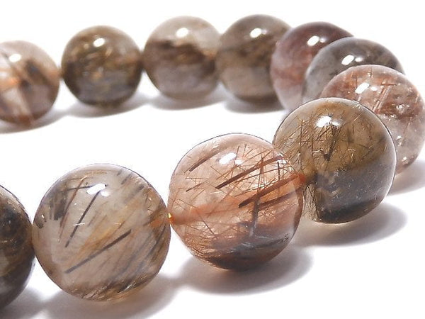 [Video][One of a kind] Brown Rutilated Quartz AA++ Round 11mm Bracelet NO.405