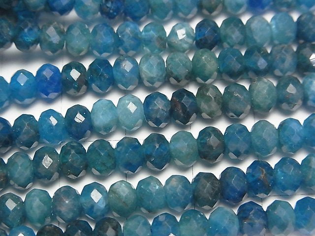 [Video]High Quality! Apatite AA Faceted Button Roundel 5.5x5.5x4mm half or 1strand beads (aprx.15inch/37cm)