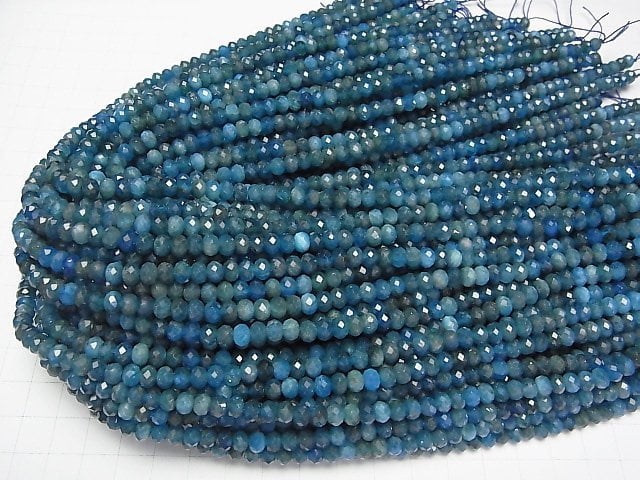 [Video]High Quality! Apatite AA Faceted Button Roundel 5.5x5.5x4mm half or 1strand beads (aprx.15inch/37cm)
