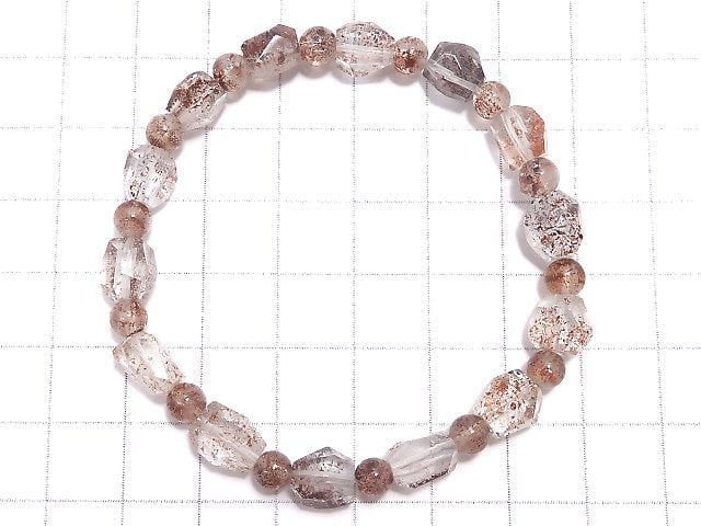 [Video][One of a kind] Lepidocrocite in Quartz AAA- Faceted Nugget & Round Bracelet NO.1