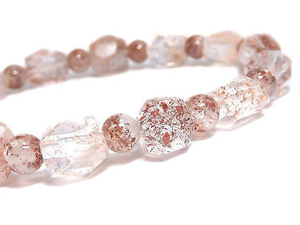 [Video][One of a kind] Lepidocrocite in Quartz AAA- Faceted Nugget & Round Bracelet NO.3