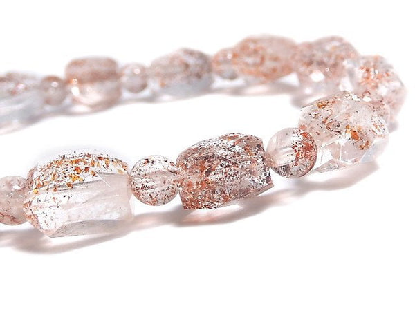 [Video][One of a kind] Lepidocrocite in Quartz AAA- Faceted Nugget & Round Bracelet NO.5