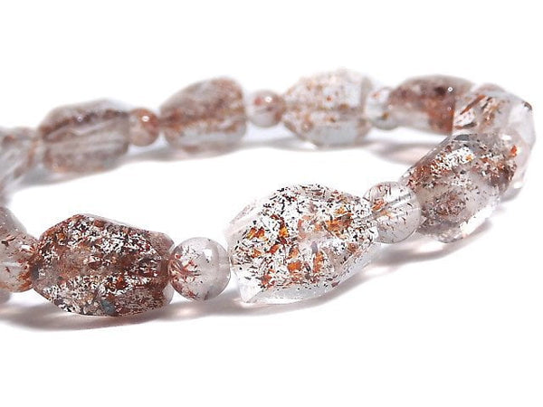 [Video][One of a kind] Lepidocrocite in Quartz AAA- Faceted Nugget & Round Bracelet NO.6