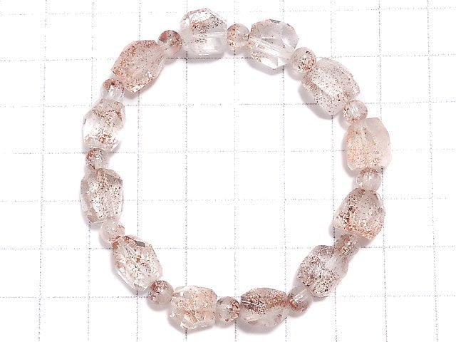 [Video][One of a kind] Lepidocrocite in Quartz AAA- Faceted Nugget & Round Bracelet NO.7