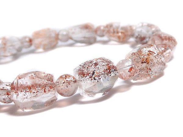 [Video][One of a kind] Lepidocrocite in Quartz AAA- Faceted Nugget & Round Bracelet NO.8