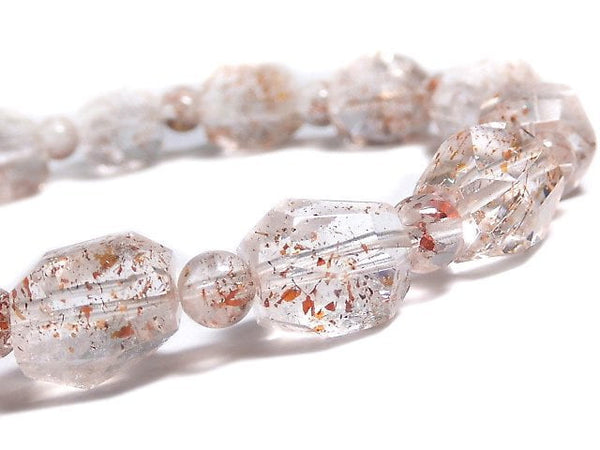 [Video][One of a kind] Lepidocrocite in Quartz AAA- Faceted Nugget & Round Bracelet NO.9