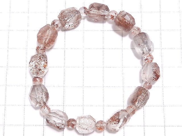 [Video][One of a kind] Lepidocrocite in Quartz AAA- Faceted Nugget & Round Bracelet NO.10