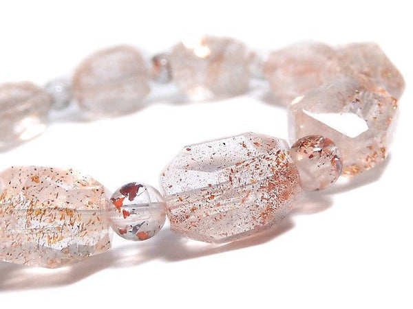 [Video][One of a kind] Lepidocrocite in Quartz AAA- Faceted Nugget & Round Bracelet NO.12