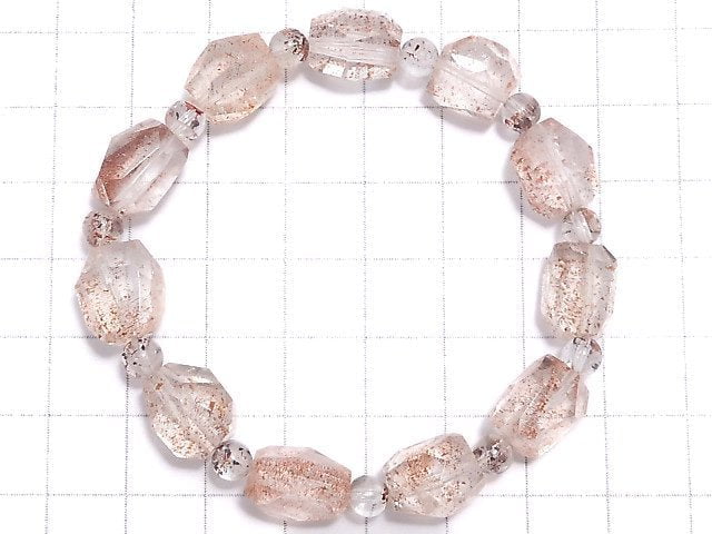 [Video][One of a kind] Lepidocrocite in Quartz AAA- Faceted Nugget & Round Bracelet NO.12