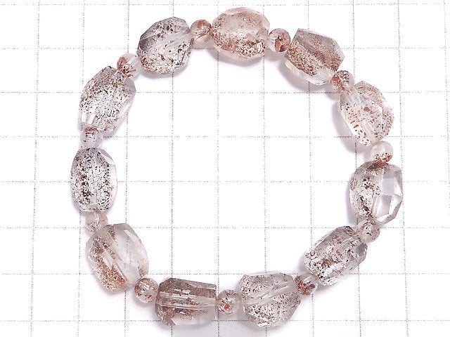 [Video][One of a kind] Lepidocrocite in Quartz AAA- Faceted Nugget & Round Bracelet NO.13