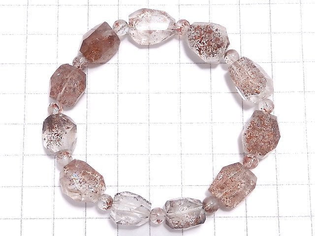 [Video][One of a kind] Lepidocrocite in Quartz AAA- Faceted Nugget & Round Bracelet NO.14