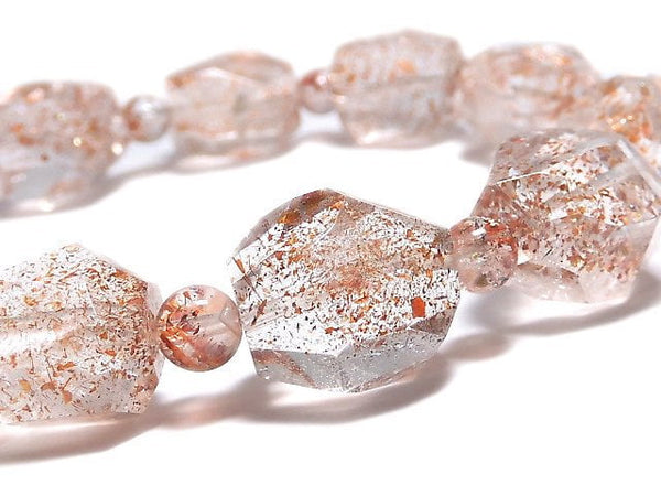 [Video][One of a kind] Lepidocrocite in Quartz AAA- Faceted Nugget & Round Bracelet NO.15