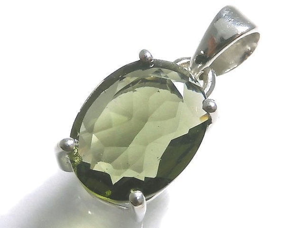 [Video][One of a kind] Moldavite AAA Faceted Pendant Silver925 NO.62