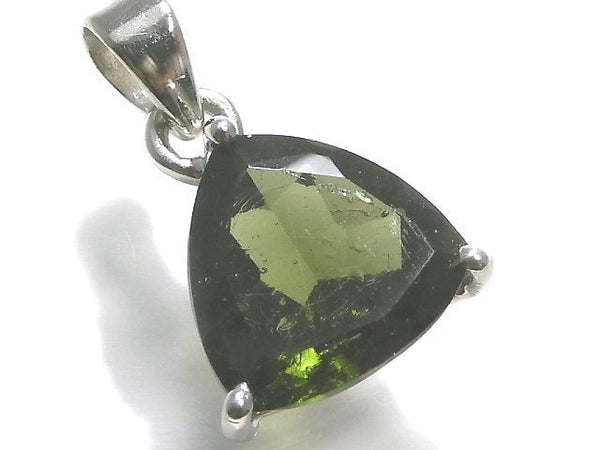 [Video][One of a kind] Moldavite AAA Faceted Pendant Silver925 NO.63