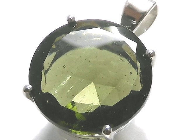 [Video][One of a kind] Moldavite AAA Faceted Pendant Silver925 NO.66