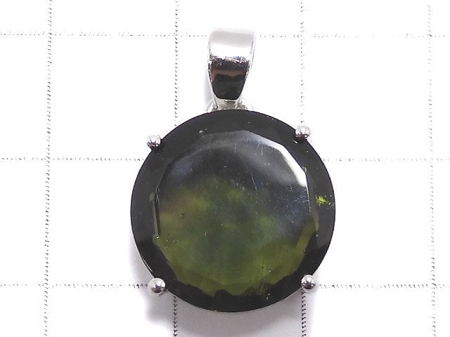 [Video][One of a kind] Moldavite AAA Faceted Pendant Silver925 NO.66