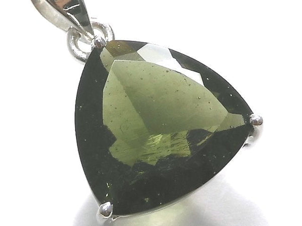 [Video][One of a kind] Moldavite AAA Faceted Pendant Silver925 NO.68