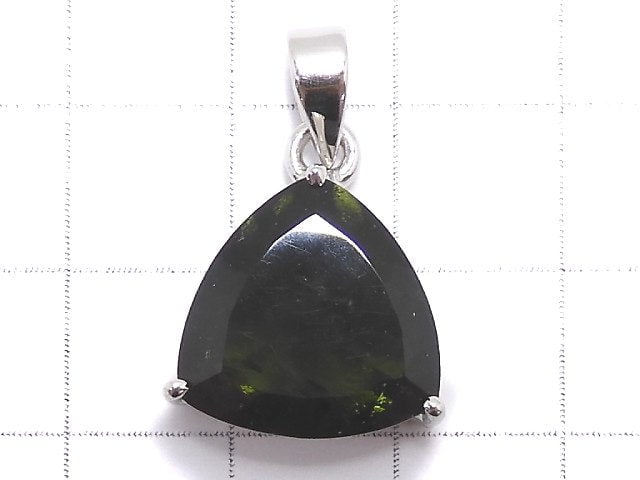 [Video][One of a kind] Moldavite AAA Faceted Pendant Silver925 NO.68