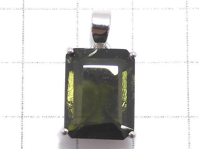 [Video][One of a kind] Moldavite AAA Faceted Pendant Silver925 NO.69