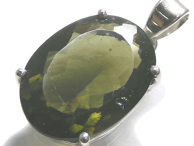 [Video][One of a kind] Moldavite AAA Faceted Pendant Silver925 NO.70