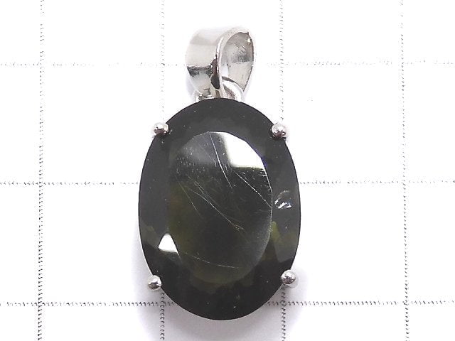 [Video][One of a kind] Moldavite AAA Faceted Pendant Silver925 NO.70
