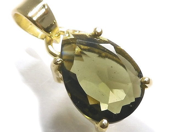 [Video][One of a kind] Moldavite AAA Faceted Pendant 18KGP NO.72