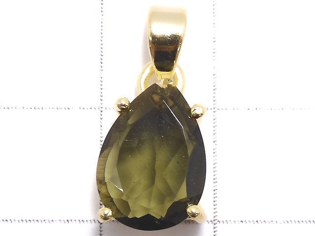 [Video][One of a kind] Moldavite AAA Faceted Pendant 18KGP NO.72