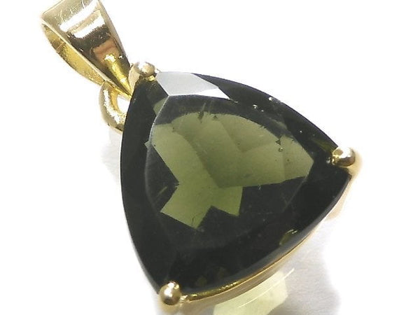 [Video][One of a kind] Moldavite AAA Faceted Pendant 18KGP NO.74