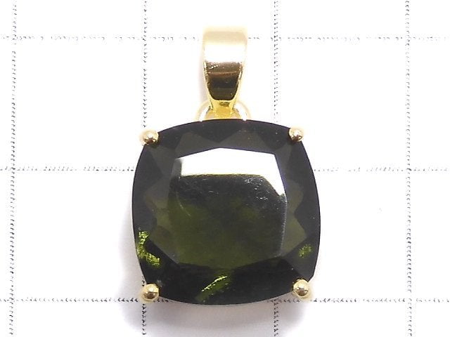 [Video][One of a kind] Moldavite AAA Faceted Pendant 18KGP NO.78