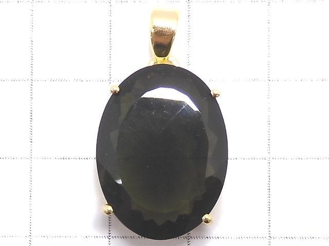 [Video][One of a kind] Moldavite AAA Faceted Pendant 18KGP NO.80