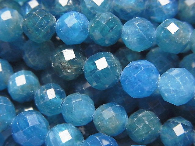 [Video]High Quality! Blue Apatite AA++ 64 Faceted Round 6mm 1strand beads (aprx.15inch/36cm)